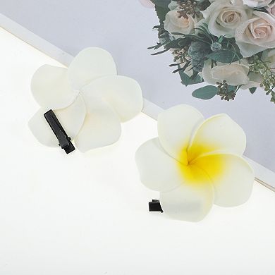 Plumeria Hair Clip 2 Pcs Medium Yellow White