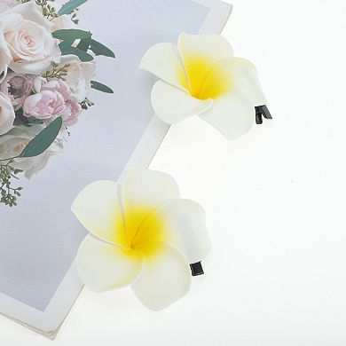 Plumeria Hair Clip 2 Pcs Medium Yellow White