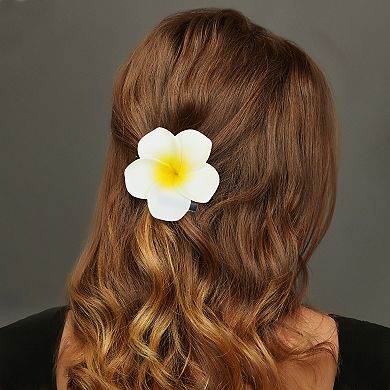 Plumeria Hair Clip 2 Pcs Medium Yellow White