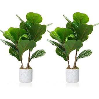 2 Pack 16" Artificial Fiddle Leaf Fig Trees
