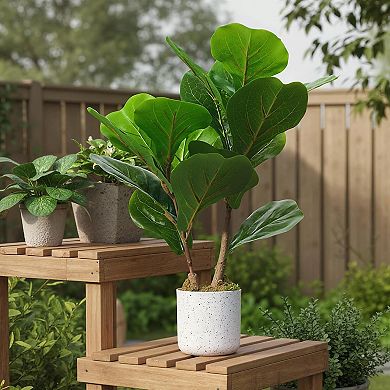 2 Pack 16" Artificial Fiddle Leaf Fig Trees