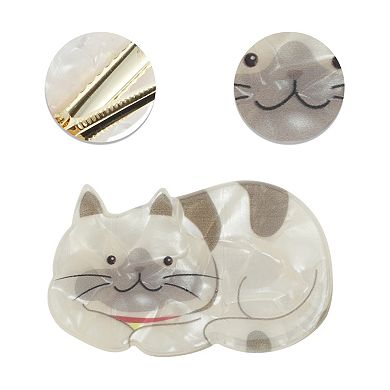Lovely Cartoon Cat Hair Clips for Home Beige Brown 1 Pc