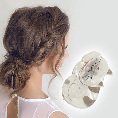 Lovely Cartoon Cat Hair Clips for Home Beige Brown 1 Pc