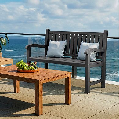Outdoor Double Chair with Ergonomic Backrest, Weatherproof PP, Round Armrest, Heavy-Duty