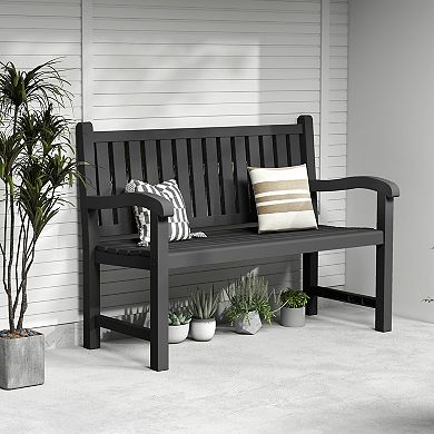Outdoor Double Chair with Ergonomic Backrest, Weatherproof PP, Round Armrest, Heavy-Duty