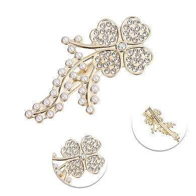 Four-leaf Clovers Hair Clips for Home Gold Tone 1 Pc