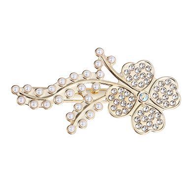 Four-leaf Clovers Hair Clips for Home Gold Tone 1 Pc