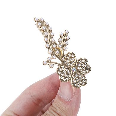 Four-leaf Clovers Hair Clips for Home Gold Tone 1 Pc