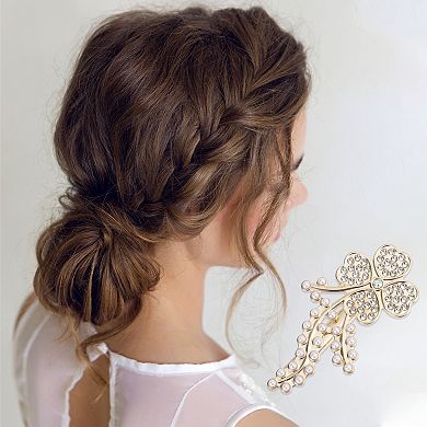Four-leaf Clovers Hair Clips for Home Gold Tone 1 Pc