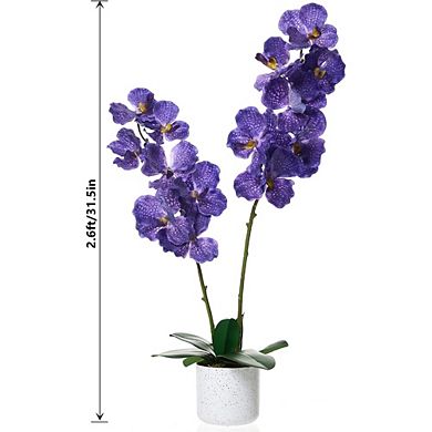 2-Pack 31.5" Faux Orchids Dark Purple in Pot