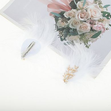 Forest Feathers Hair Clip White 2 Pcs
