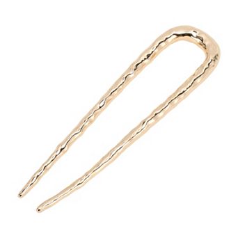 U-shaped 3.94"x1.02" Texture Hair Pin for Women Gold Tone 1 pc