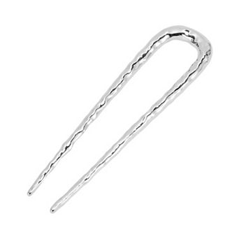 U-shaped 3.94"x1.02" Texture Hair Pin for Women Gold Tone 1 pc