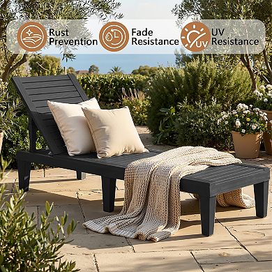 Adjustable Reclining Lounge Chair with 5-Position Backrest, Foldable, Weatherproof, Ergonomic