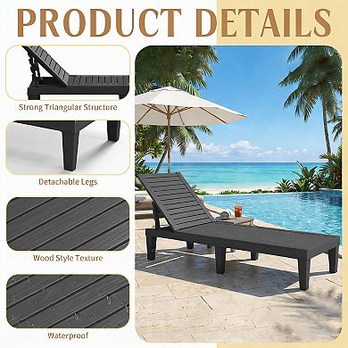 Adjustable Reclining Lounge Chair with 5-Position Backrest, Foldable, Weatherproof, Ergonomic