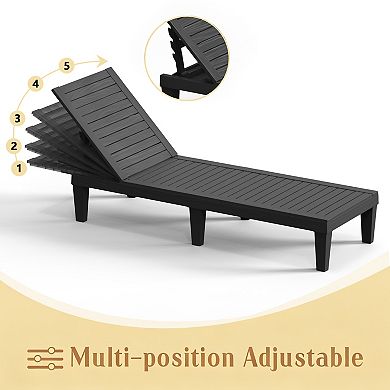 Adjustable Reclining Lounge Chair with 5-Position Backrest, Foldable, Weatherproof, Ergonomic