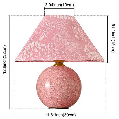 POWLIG Crackle Glaze Ceramic Table Lamp - 11.81" Farmhouse Style Decorative Lighting