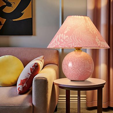 POWLIG Crackle Glaze Ceramic Table Lamp - 11.81" Farmhouse Style Decorative Lighting