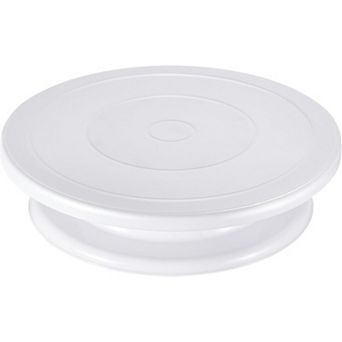 White Rotating Cake Turntable 11 Inch, Smooth Revolving Stand for Display & Decorating