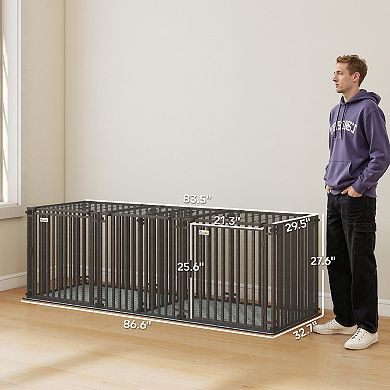 83inchL Heavy Duty Dog Crate, Extra Large Dog Kennel with Divider and Mat