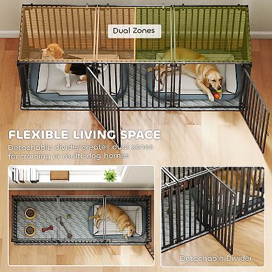 83inchL Heavy Duty Dog Crate, Extra Large Dog Kennel with Divider and Mat