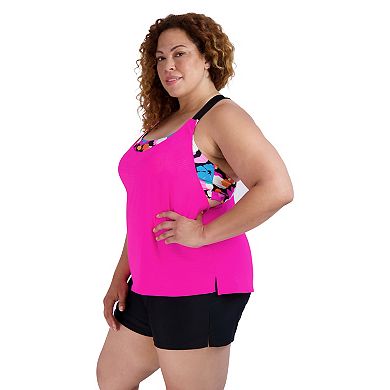 Plus Size ZeroXposur Wide Strap Twofer Swim Top