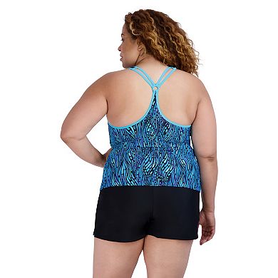 Plus Size ZeroXposur Keyhole Action Tankini Swim Top