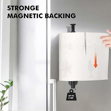 Great Ambitions Magnetic Paper Towel Holder, One‑Hand Wall Mount for Kitchen & Fridge(Black)