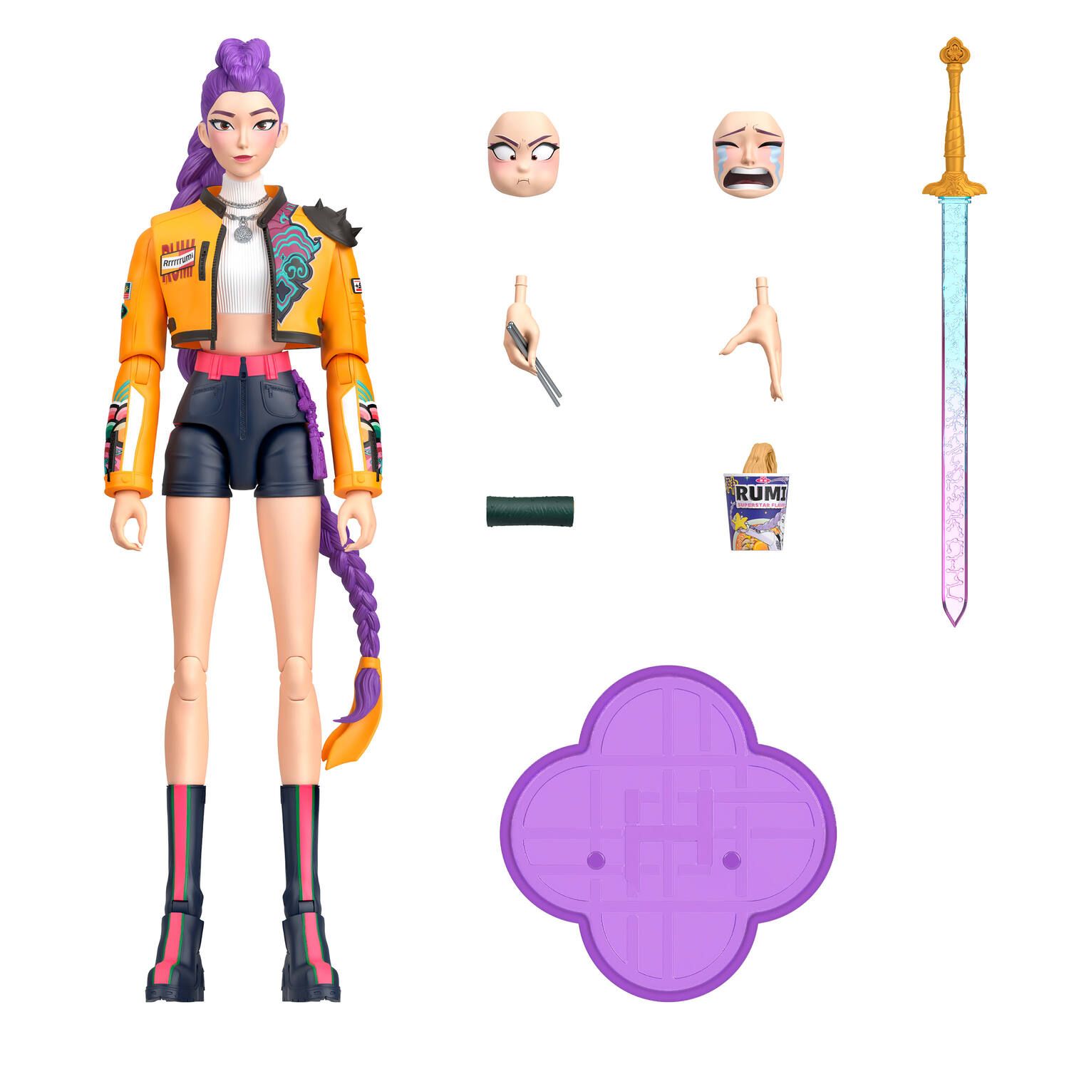 Детская фигурка Mattel KPop Demon Hunters HUNTR/X Rumi 6-inch Action Figure with Accessories & Swappable Faces
