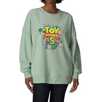 Women's Disney / Pixar's Toy Story 5 Logo & Characters Oversized Fleece Crew Sweatshirt