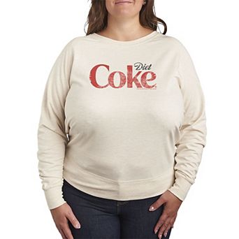 Women's Plus Diet Coke Logo Distressed French Terry Long Sleeve Tee