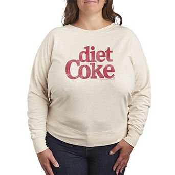 Women's Plus Diet Coke Logo Distressed French Terry Long Sleeve Tee