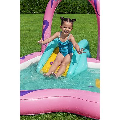 Bestway H2OGO! Inflatable Water Play Center & Pool 71x71x46” Slide & Sprinkler Arch