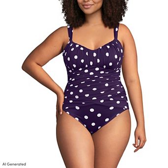 Plus Size Lands' End Slender Lite Sweetheart Shirred One-Piece Swimsuit
