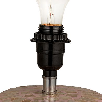 Hello Honey Capiz Table Lamp with Linen Shade and Inline Switch, Pink and Natural, Set of 2