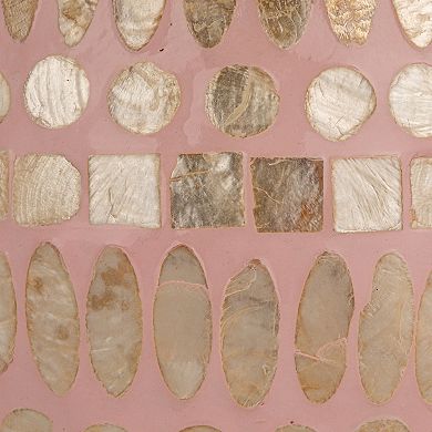 Hello Honey Capiz Table Lamp with Linen Shade and Inline Switch, Pink and Natural, Set of 2