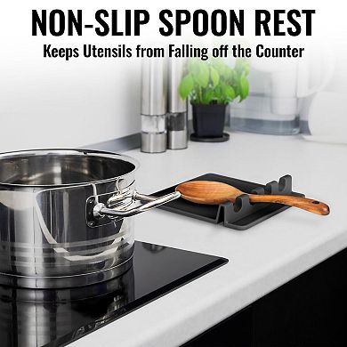 Zulay Kitchen Extra Large Silicone Utensil Rest with Drip Pad for Multiple Utensils