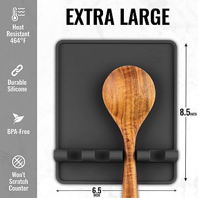 Zulay Kitchen Extra Large Silicone Utensil Rest with Drip Pad for Multiple Utensils