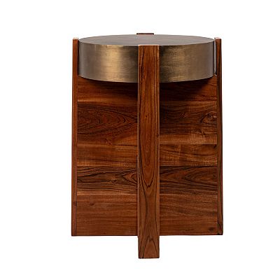 Hello Honey Acacia Wood Side Table with Metal Top