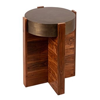 Hello Honey Acacia Wood Side Table with Metal Top