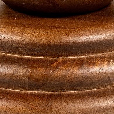 Hello Honey Round Mango Wood Bulbed Pedestal End Table