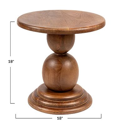 Hello Honey Round Mango Wood Bulbed Pedestal End Table