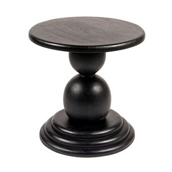 Hello Honey Round Mango Wood Bulbed Pedestal End Table