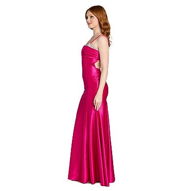 Juniors' Morgan and Co Shimmering Floral Sequined Mermaid Gown