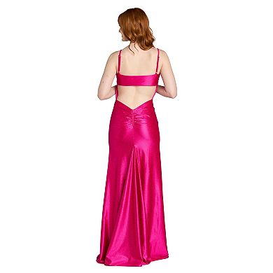 Juniors' Morgan and Co Shimmering Floral Sequined Mermaid Gown