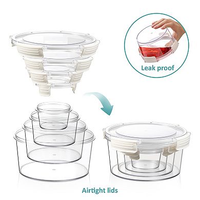 Sorbus 4 Pack Nesting Plastic Food Storage Containers Stackable Meal Prep Bowls