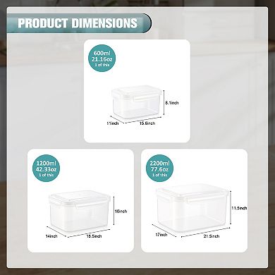 Sorbus 3 Pack Nesting Plastic Food Storage Containers Stackable Meal Prep Bowls