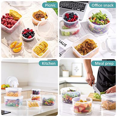 Sorbus 3 Pack Nesting Plastic Food Storage Containers Stackable Meal Prep Bowls