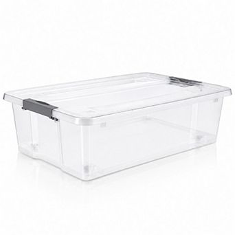Sorbus Clear Plastic 40-qt Underbed Storage Containers with Wheels, Snap Lock Lids and Handles