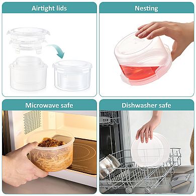 Sorbus 3 Pack Nesting Rectangular Plastic Food Storage Containers Leak-Proof Stackable Bowls